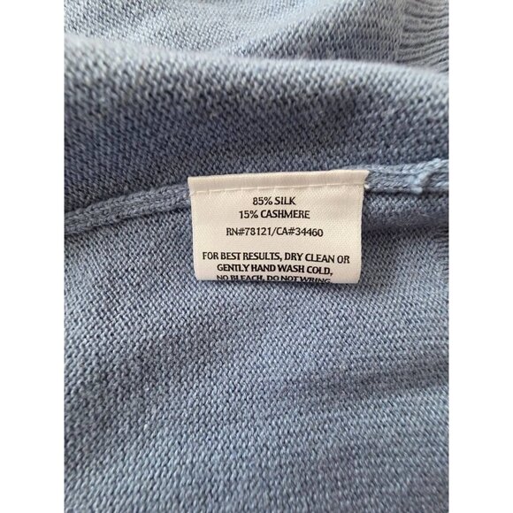 Eileen Fisher Womens Silk Cashmere Open Front Knit Cardigan Blue Pet S A001080 - Picture 4 of 7